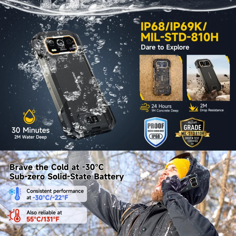 【World Premiere】 Ulefone Armor 27 4G 10600mAh Rugged Phone 24GB+256GB Android 14 Smartphone 6.78"FHD 120Hz Night Vision Global - Image 6